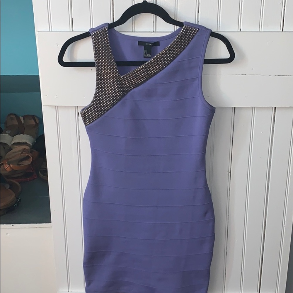 Gold-Studded Purple Bodycon Dress